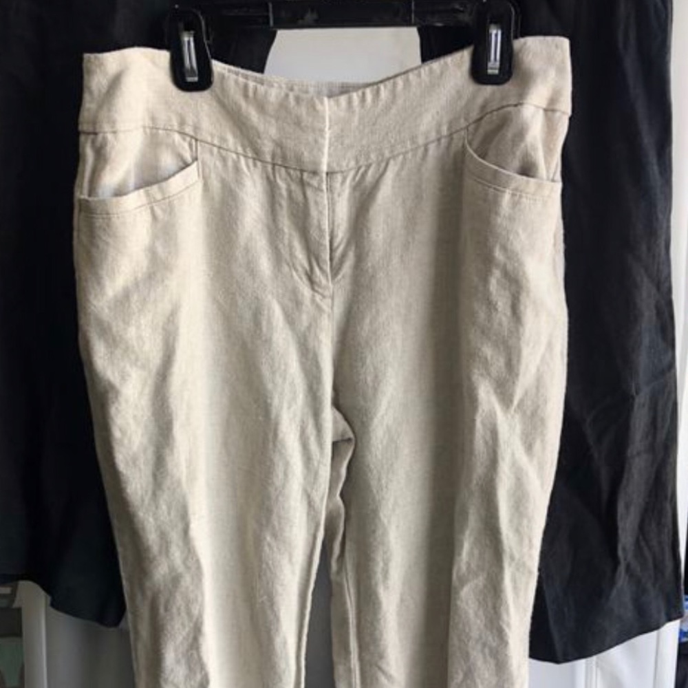 Beige linen trouser pants